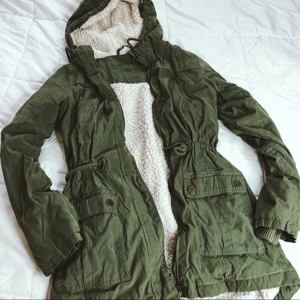 Fur Lined Green Utility Jacket